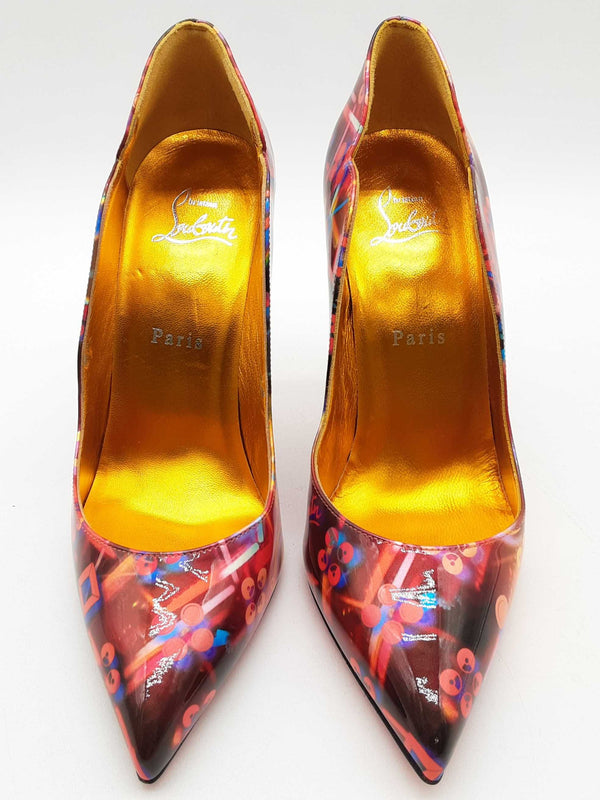 Christian Louboutin Hot Chick Red Floral Patent Heels Size Eu 38 Do1224lcrde