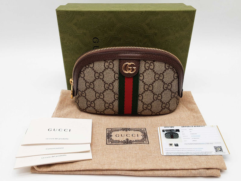 Gucci 625550 Ophidia Gg Supreme Green Red Web Cosmetic Bag Do0325wwxde