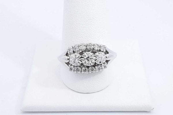 Diamond Approx. 0.27ctw Ring In 14k White Gold 4.7 Grams Size 10 Eb0624oxzdu