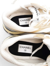 Chanel Cc Fabric Laminated Calfskin Stretch Sneakers Size 40 Eb1224orxsa