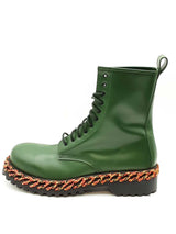 Balenciaga Green Leather Combat Boots Size 46 Eb0326oorde