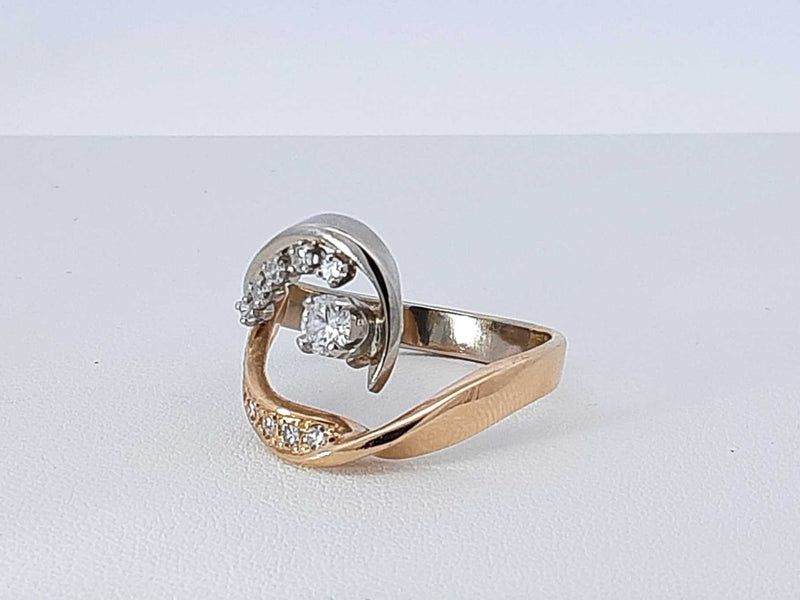 0.85 Cttw Diamond & 14k Two-tone Gold Wave Ring 5.9 Grams Size 7 Fw1025prxdu