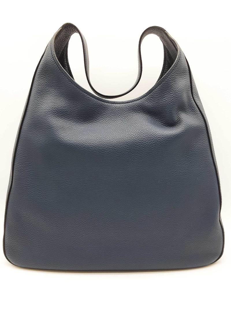 Prada Navy Blue Pebbled Leather Hobo Tote Bag Do0525rrxde