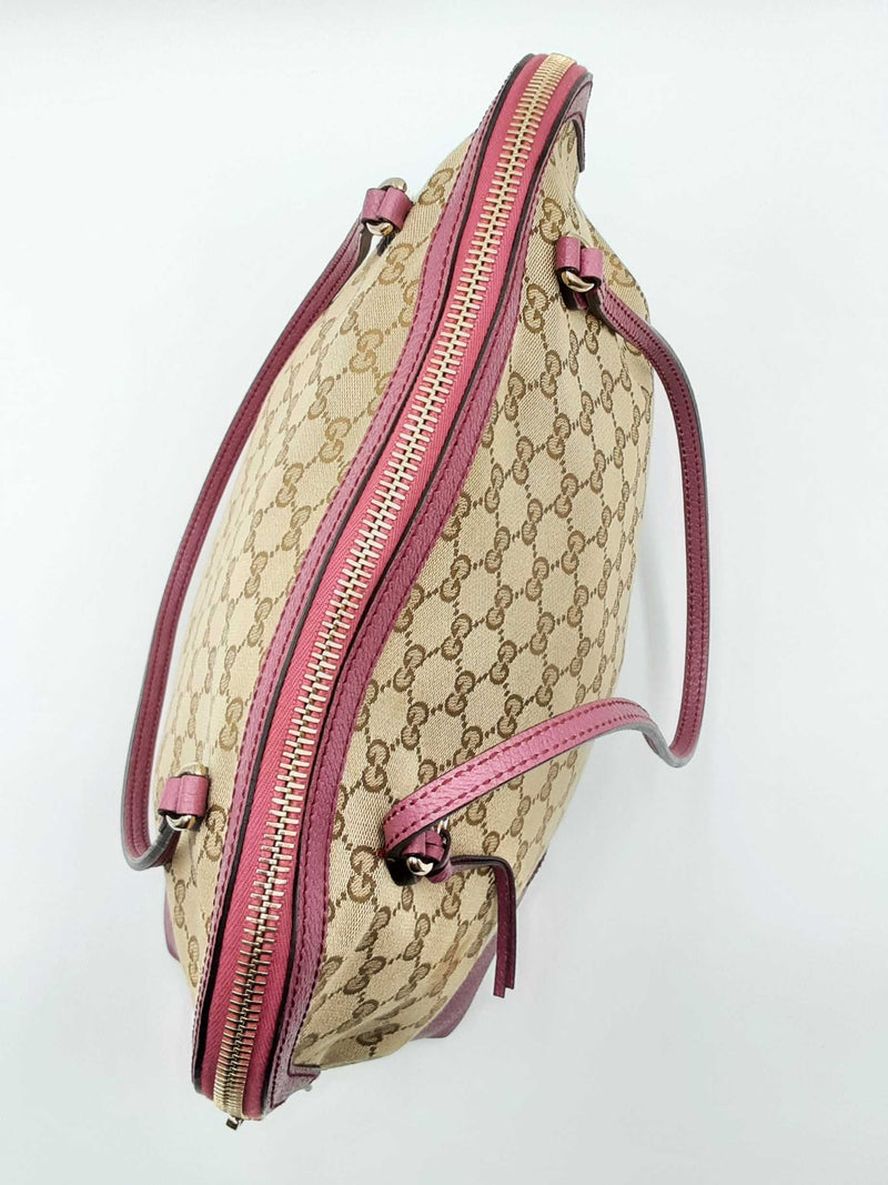 Gucci Gg Bree Beige & Mauve Canvas & Leather Dome Bag Fw1224oxzdu