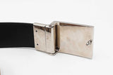 Burberry Check & Black Leather Reversible Belt With Silver Tone Buckle Eb1225irdu