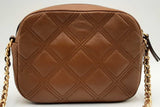 Tory Burch Fleming Quilted Brown Leather Crossbody Camera Bag Eb1224ixdu