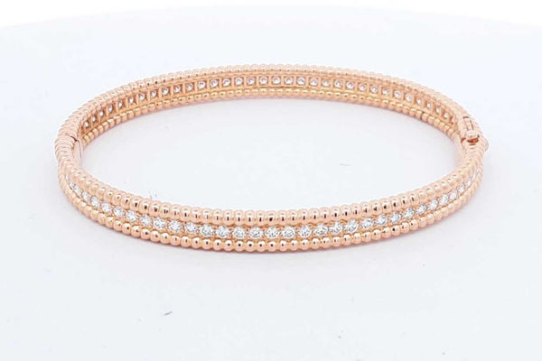 Van Cleef & Arpels Perlee Diamond Bangle Bracelet 18k Rose Gold 23.8g Eb924lwrxdu