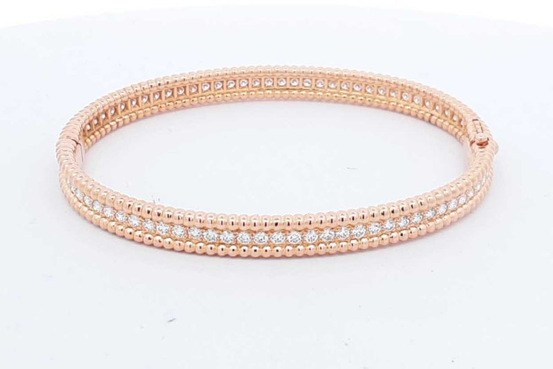 Van Cleef & Arpels Perlee Diamond Bangle Bracelet 18k Rose Gold 23.8g Eb924lwrxdu