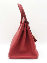 Hermès Birkin 35 Handbag In Rubis Red Clemence Leather 2009 Fw1026crxzdu