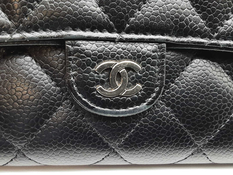 Chanel Timeless Classic Black Quilted Caviar Leather Long Wallet Do0825lrxde