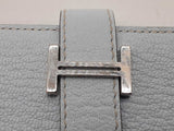 Hermes Bearn Soufflet Bleu Brume Blue Chevre Mysore Palladium Wallet Do1025cxzde