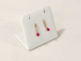 Pear Red Stone Diamond Earrings Yellow Gold 14k 1.5g Vc0826lormia