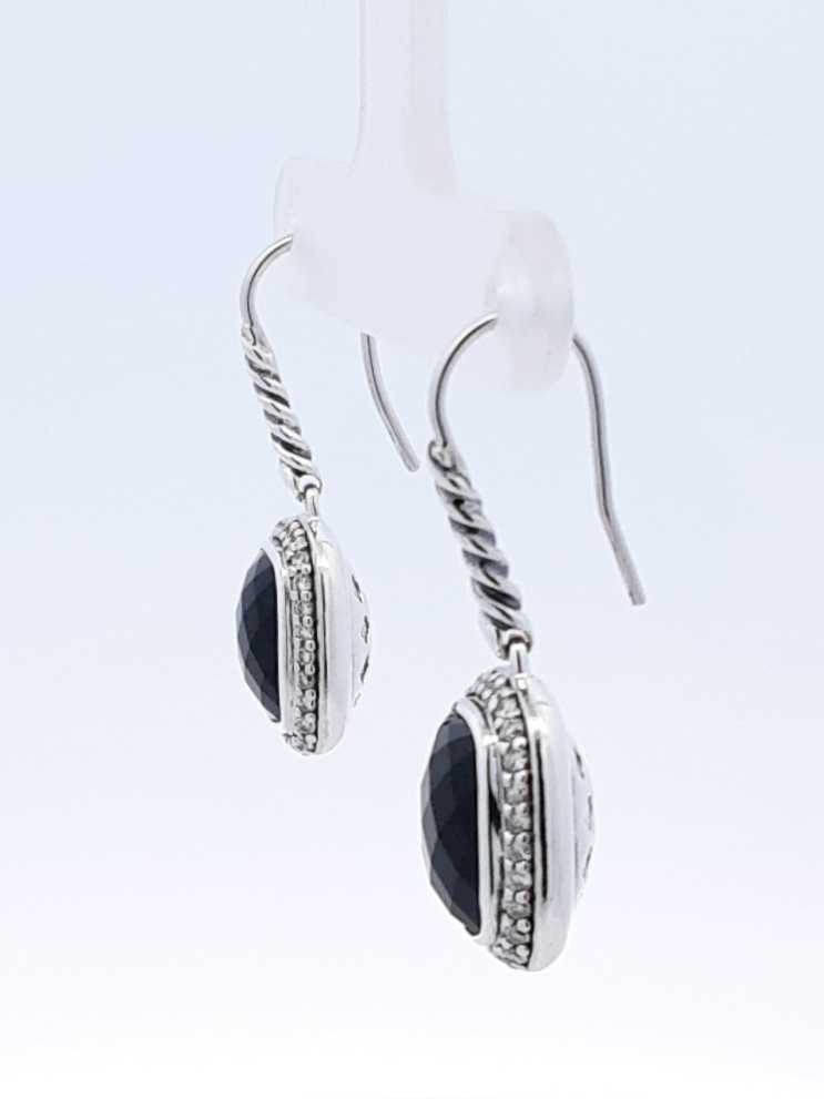 David Yurman Sterling Silver, Onyx & Diamond Albion Drop Earring  6.6 Grams Fw0525lxzdu