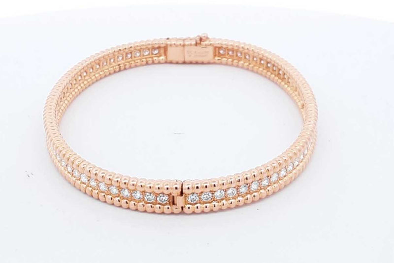 Van Cleef & Arpels Perlee Diamond Bangle Bracelet 18k Rose Gold 23.8g Eb924lwrxdu