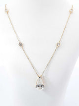 1.46 Cttw Lab Created Pear Cut Diamond & 14k Yellow Gold Station Necklace & Cert 2.1 Grams 18 Inch Fw00126irxdu