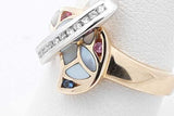 Diamond & Mother Of Pearl Inlay 14k Yellow & White Gold Ring 5.6 Grams Size 7.5 Eb0126oxzsa