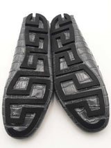Versace Medusa Croc-effect Grey Leather Loafers Size 46 Eb0525lorsa