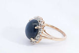 Blue Gemstone & Diamond Ring In 14k Yellow Gold 5.2 Grams Size 7.5 Eb1024olrsa