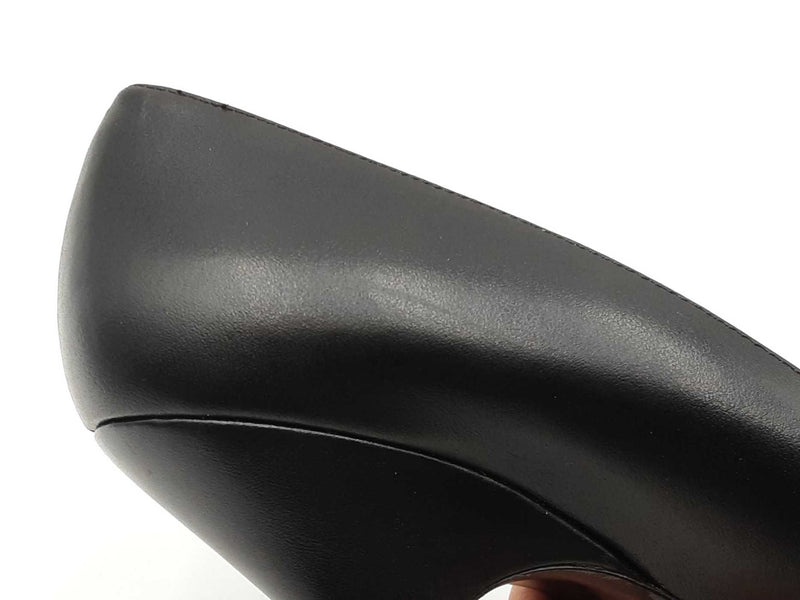 Versace Virtus 100 Black Leather Pointed- Toe Pumps Size Eu 38 Us 8 Fw0525lxzdu