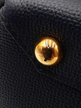 Burberry Derby Banner Medium Tote In Ink Blue Pebbled Leather Fw0926pxzdu