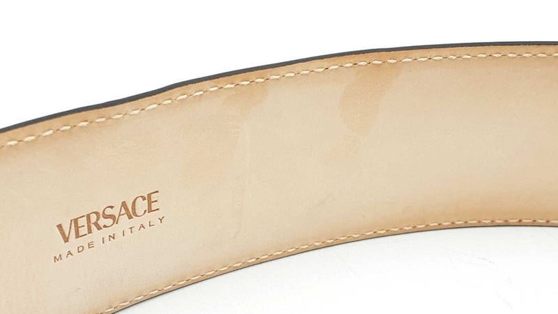 Versace 50mm Black Leather Belt & Gold-tone Virtus Buckle Fw0525crdu