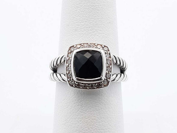 David Yurman Onyx, Diamond & Sterling Silver Petite Albion Ring 5.3 Grams Size 6.25 Fw0525oxzdu