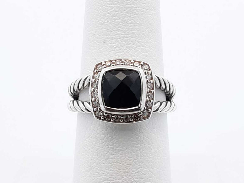 David Yurman Onyx, Diamond & Sterling Silver Petite Albion Ring 5.3 Grams Size 6.25 Fw0525oxzdu