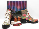 Gucci Flora Combat Boots In Gg Supreme Coated Canvas Size Eu 40.5 Fw0226wxzdu