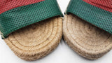 Gucci Green & Red Web Striped Espadrille Slides Size 8 Eb0825rxdu