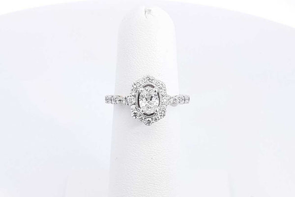 Approx. 0.60ctw Center Oval Diamond Ring In 14k White Gold 3.3g Eb0823irxsa