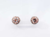 Morganite & Diamond Halo Stud Earrings In 14k Rose Gold 1.7 Grams Fw0326lordu