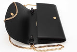 Burberry Hannah Black Leather Chain Wallet Clutch Eb0426wxzsa