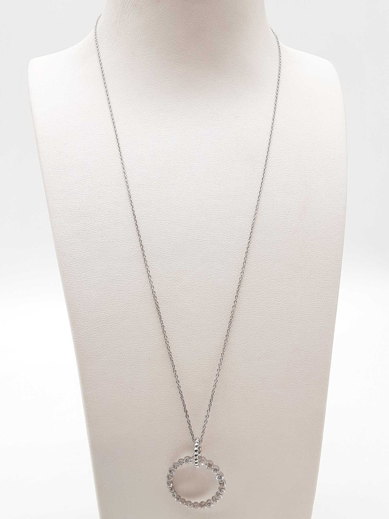 1.00 Cttw Lab Grown Diamonds 0.925 Silver 4.3g Circle Pendant Chain 20 In