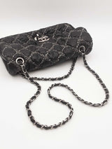 Chanel Paris Byzance Black Nylon Quilted Tweed Stitched Shoulder Bag Eb0426prxsa