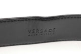 Versace Black Leather Belt With Gold Tone La Medusa Buckle Size 90 Eb0925lxzdu