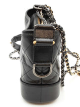 Chanel Gabrielle Quilted Black Aged Leather Crossbody Hobo Bag Do1025lrxzde
