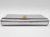Yves Saint Laurent Ysl Metallic Silver Leather Clutch Do0526prxde