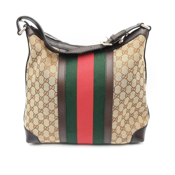 Gucci Monogram Vintage Canvas Web Hobo Bag Sd0625rpzdu