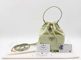 Prada Duet Bucket Bag In Acqua Green Renylon & Saffiano Leather Fw0326ixzdu