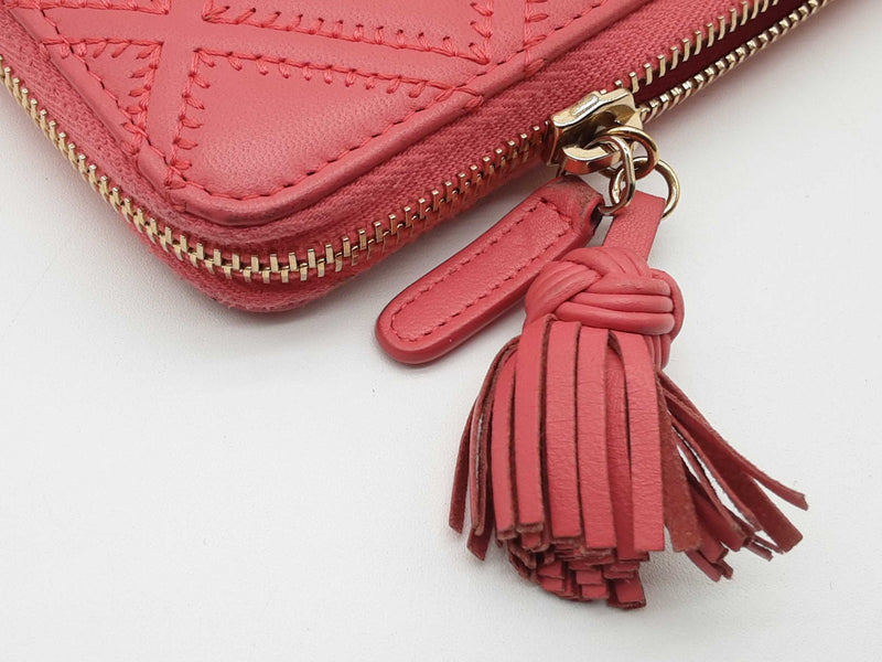 Chanel Pink Diamond Quilted Leather Zipper Wallet Do0425rxzde