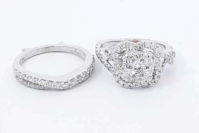 1.71ctw Diamond Wedding Set In 14k White Gold 7.3 Grams Size 4 Eb1125ixzdu