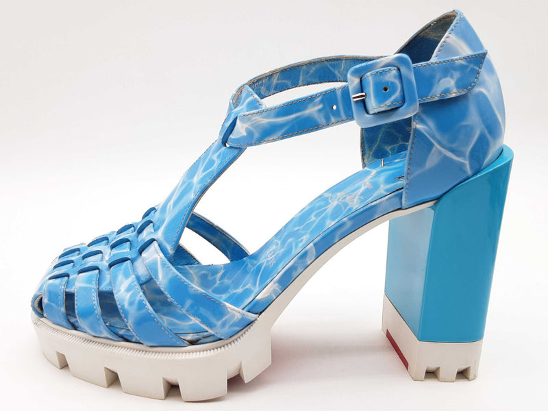 Christian Louboutin Meduzette Lug 100 Blue Heel Size 37 Do0824lwzde