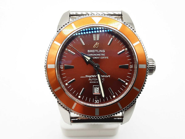 Breitling 46 Superocean Hertiage Orange Dial Bezel Steel Watch Do0825oxzxde