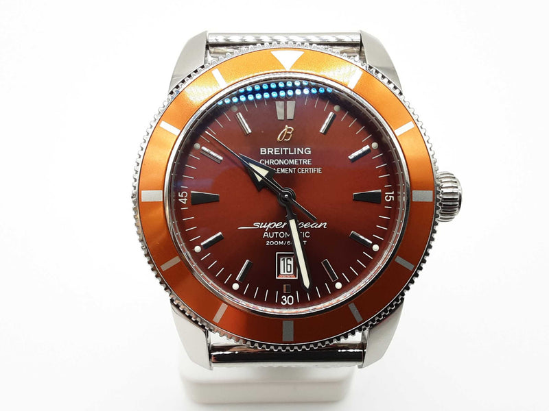 Breitling 46 Superocean Hertiage Orange Dial Bezel Steel Watch Do0825oxzxde