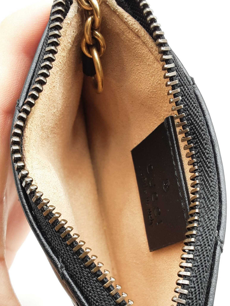 Gucci Black Calfskin Matelasse Gg Marmont Zip Key Pouch Wallet Eb0925oxzdu