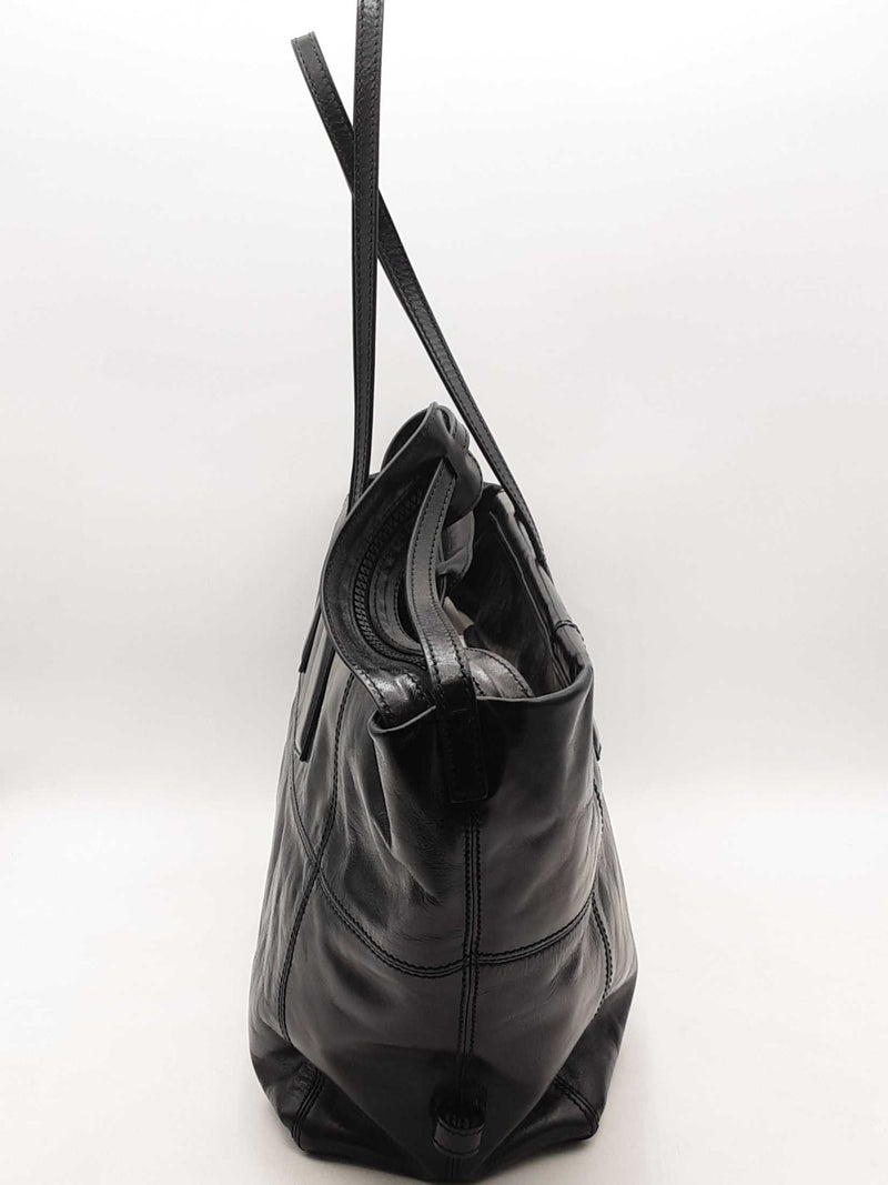 Balmain Track Shiny Leather Black Tote Bag Sd0725rzxsa