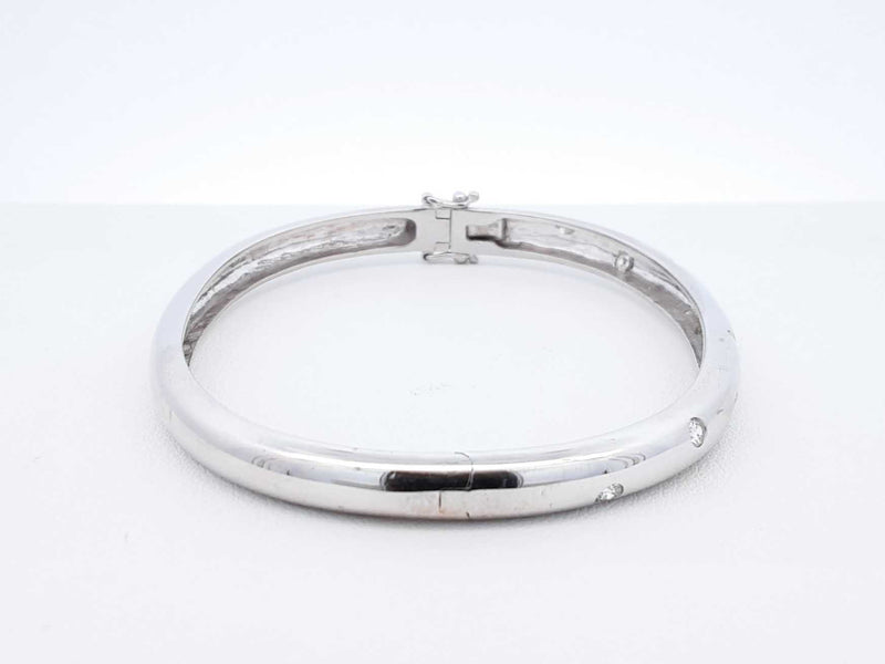 0.40 Cttw Diamond & 18k White Gold Bangle Bracelet 16 Grams 6 Inch Fw0925czxdu