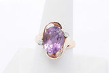 Oval Purple Gemstone & Diamond Ring In 14k Yellow Gold 5.8 Grams Size 8.5 Eb0226oxzsa