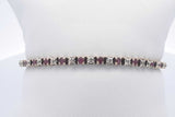 Diamond & Red Gemstone Bracelet In 10k Yellow Gold 8.2 Grams 7 Inch Eb1124lcxsa