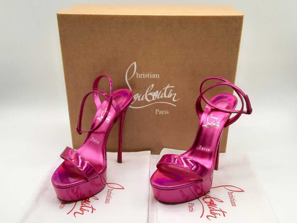 Christian Louboutin Queen Alta Pink Patent Leather Heels Size Eu 38 Do0324oxzde